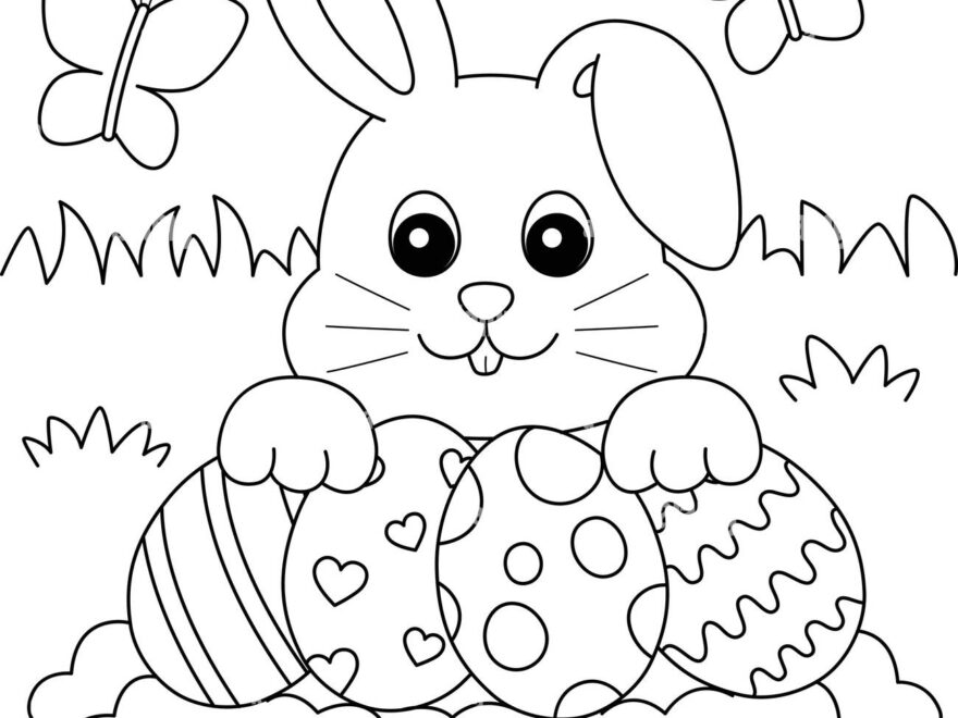 Rabbit Collecting Easter Egg Coloring Page Stock Vector Image Art Alamy