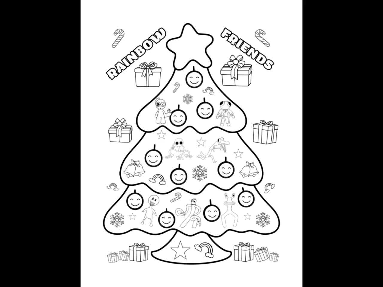 Rainbow Christmas Coloring Pages