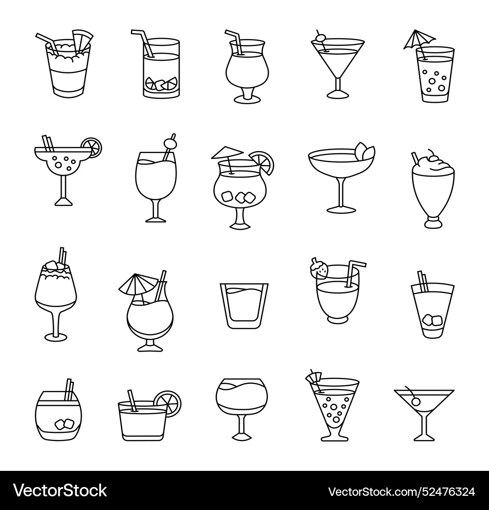 Refreshing Cocktail Coloring Page Summer Drink Vector Image
