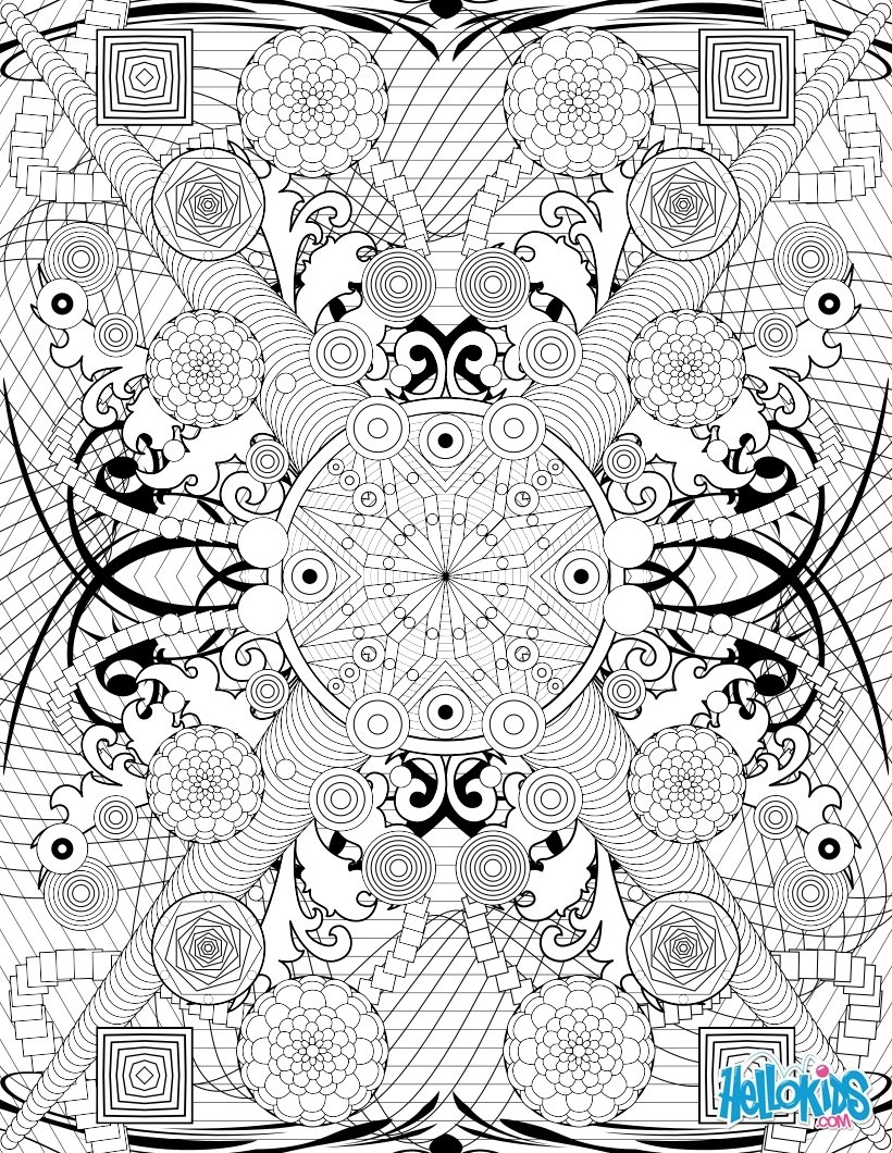Rosette Intricate Patterns Coloring Pages Hellokids