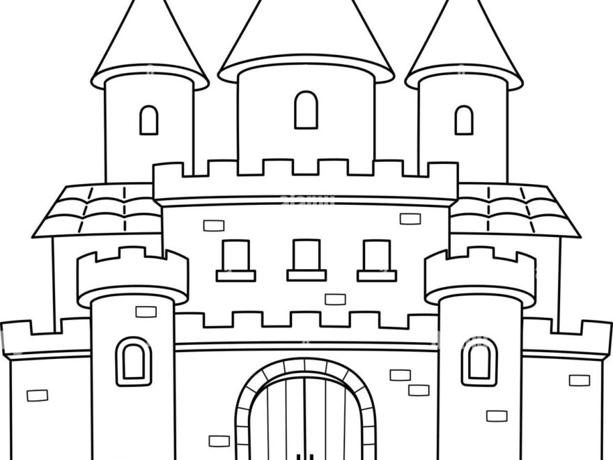 Royal Castle Coloring Page Isolated For Kids Stock Vector Image Art Alamy
