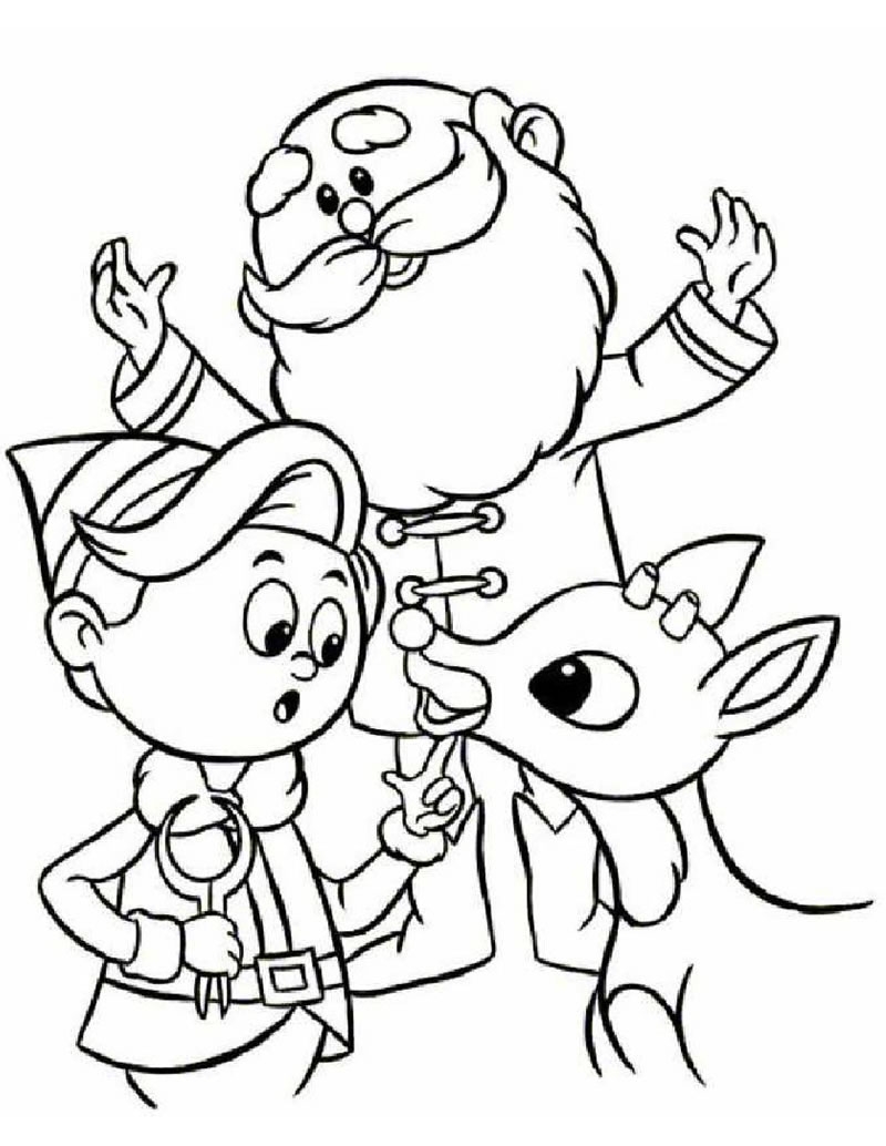 Rudolph Santa Claus And Hermey The Elf Coloring Pages Hellokids