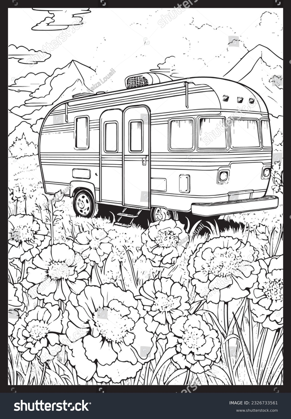 Rv Road Trip Coloring Pages Adults Stock Vector Royalty Free 2326733561 Shutterstock