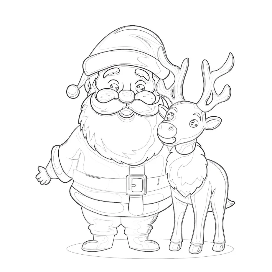 Santa Claus With Reindeer Coloring Pages Coloring Pages Mimi Panda