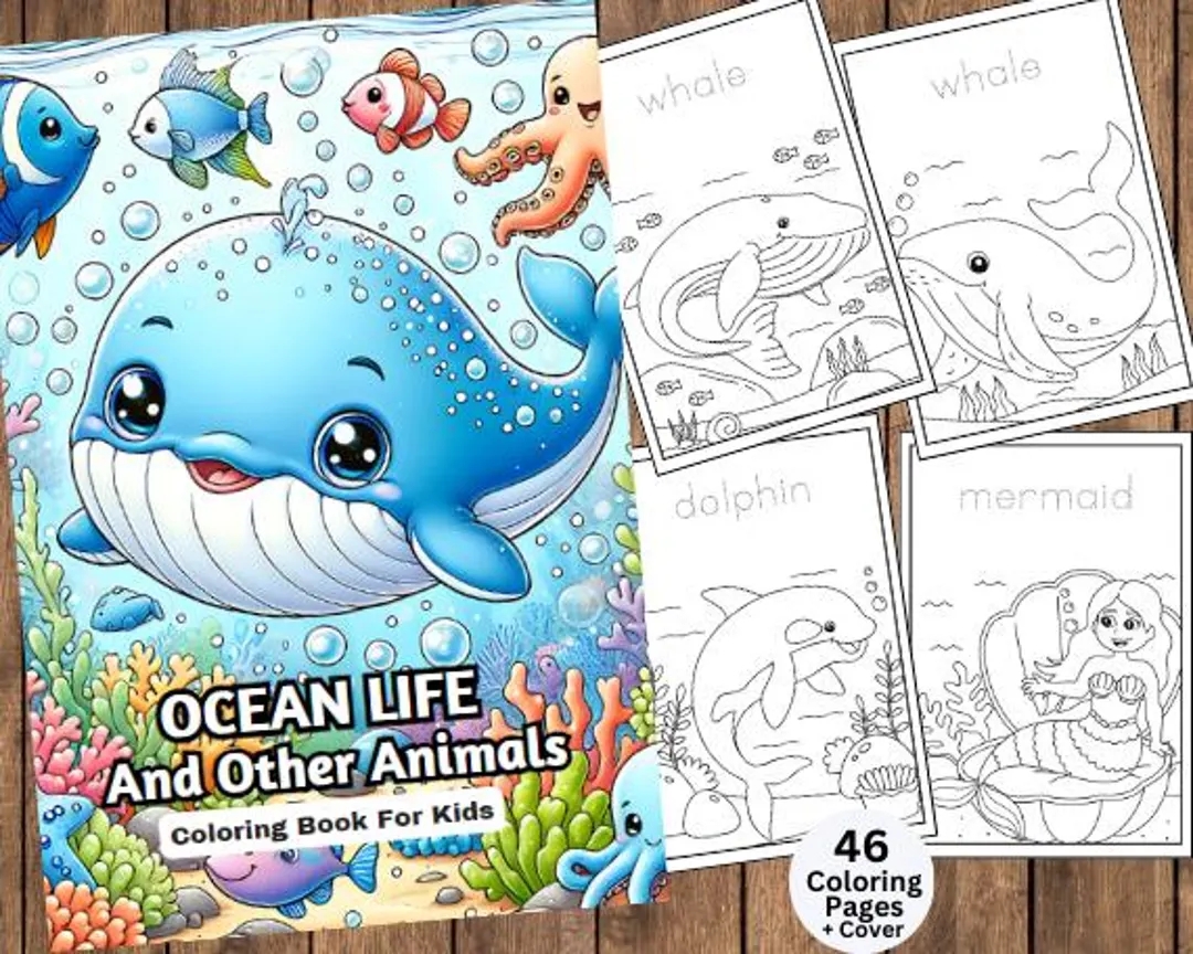 Sea Life Coloring Book Sea Animals Coloring Pages Sea Life Coloring Sealife Ocean Coloring Sea Creature Flying Animals Butterfly Etsy