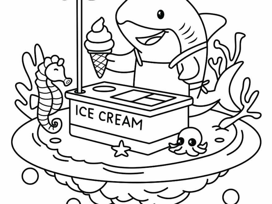 Shark Coloring Page Ice Cream Stand InnerSophist Coloring