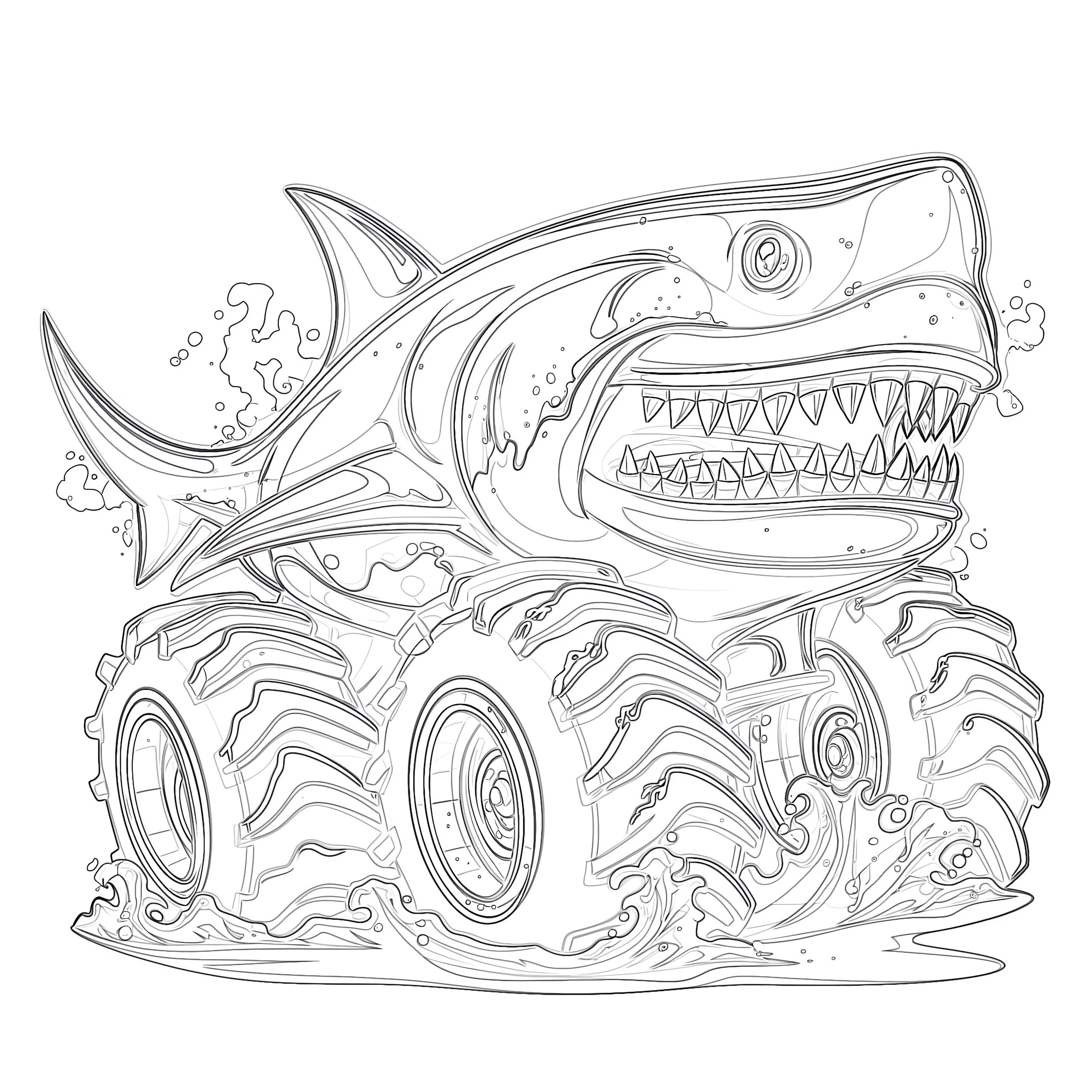 Shark Monster Truck Coloring Pages Mimi Panda