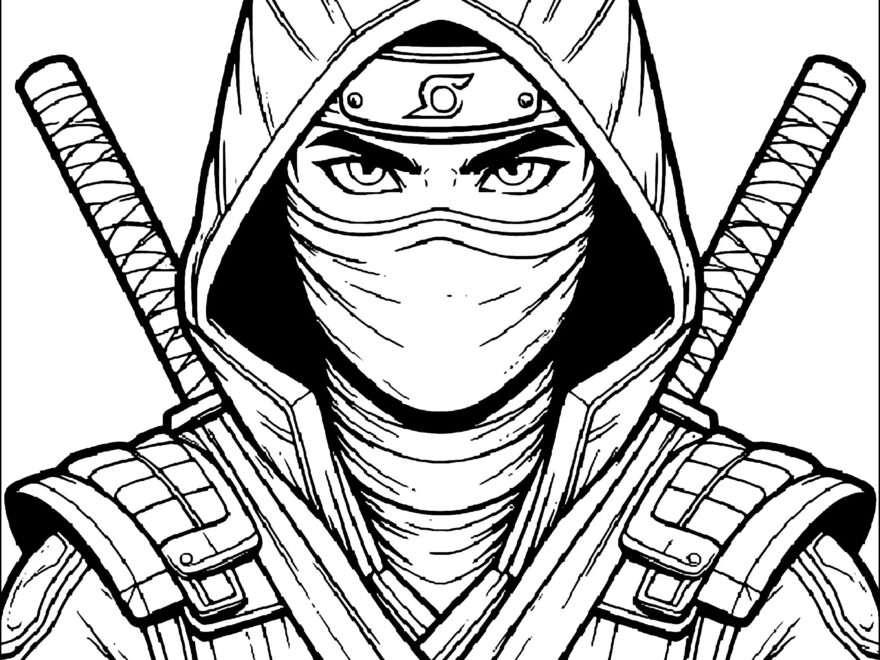 Sharp eyed Ninja With Two Nunchakus Ninja Coloring Pages