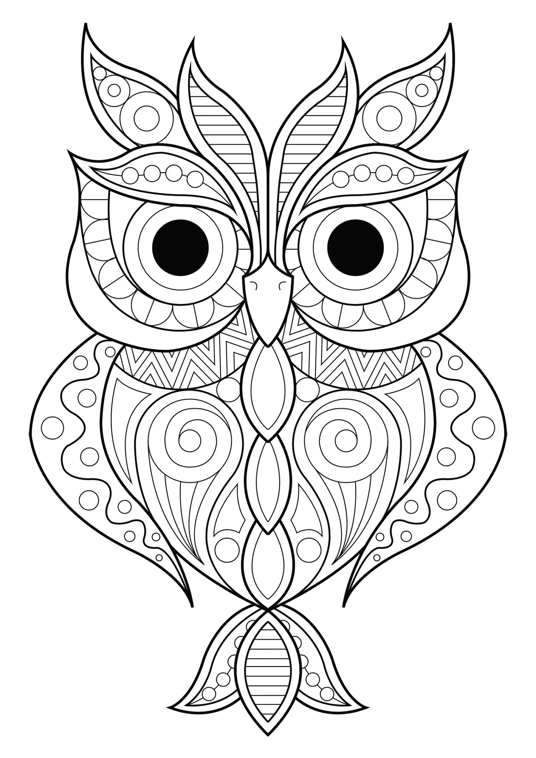 Simple Patterned Owl 2 Owl Coloring Pages For Adults