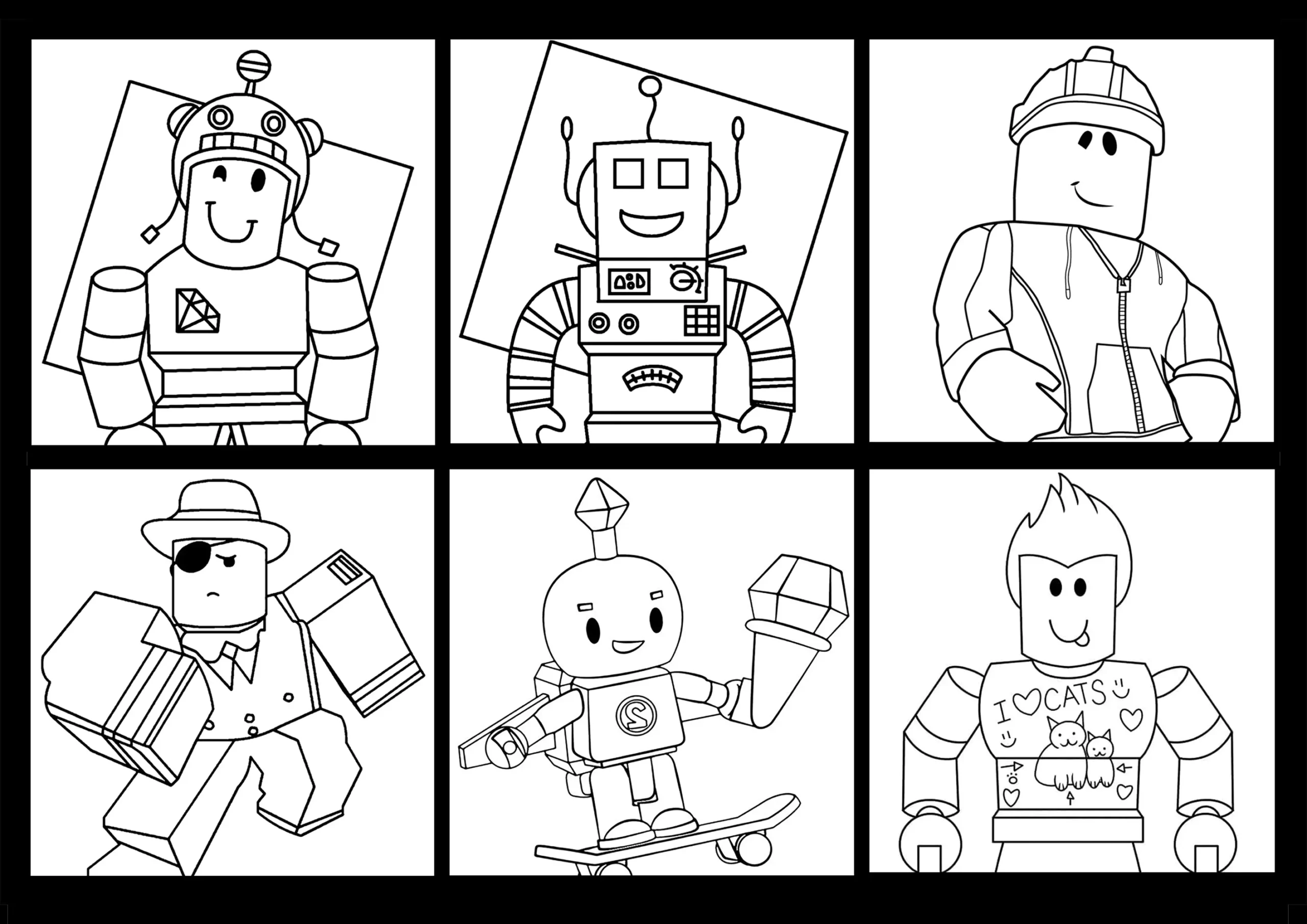 Six Roblox Characters Roblox Coloring Pages