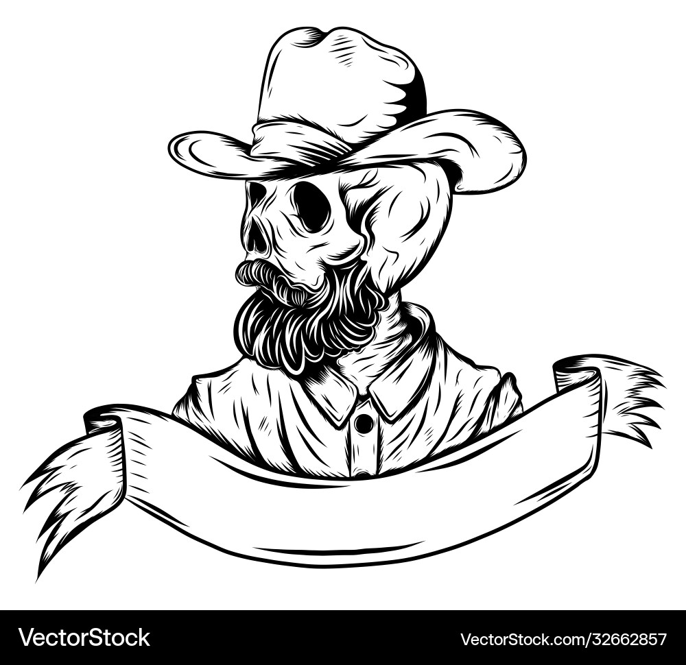 Skull In Cowboy Hat Royalty Free Vector Image VectorStock