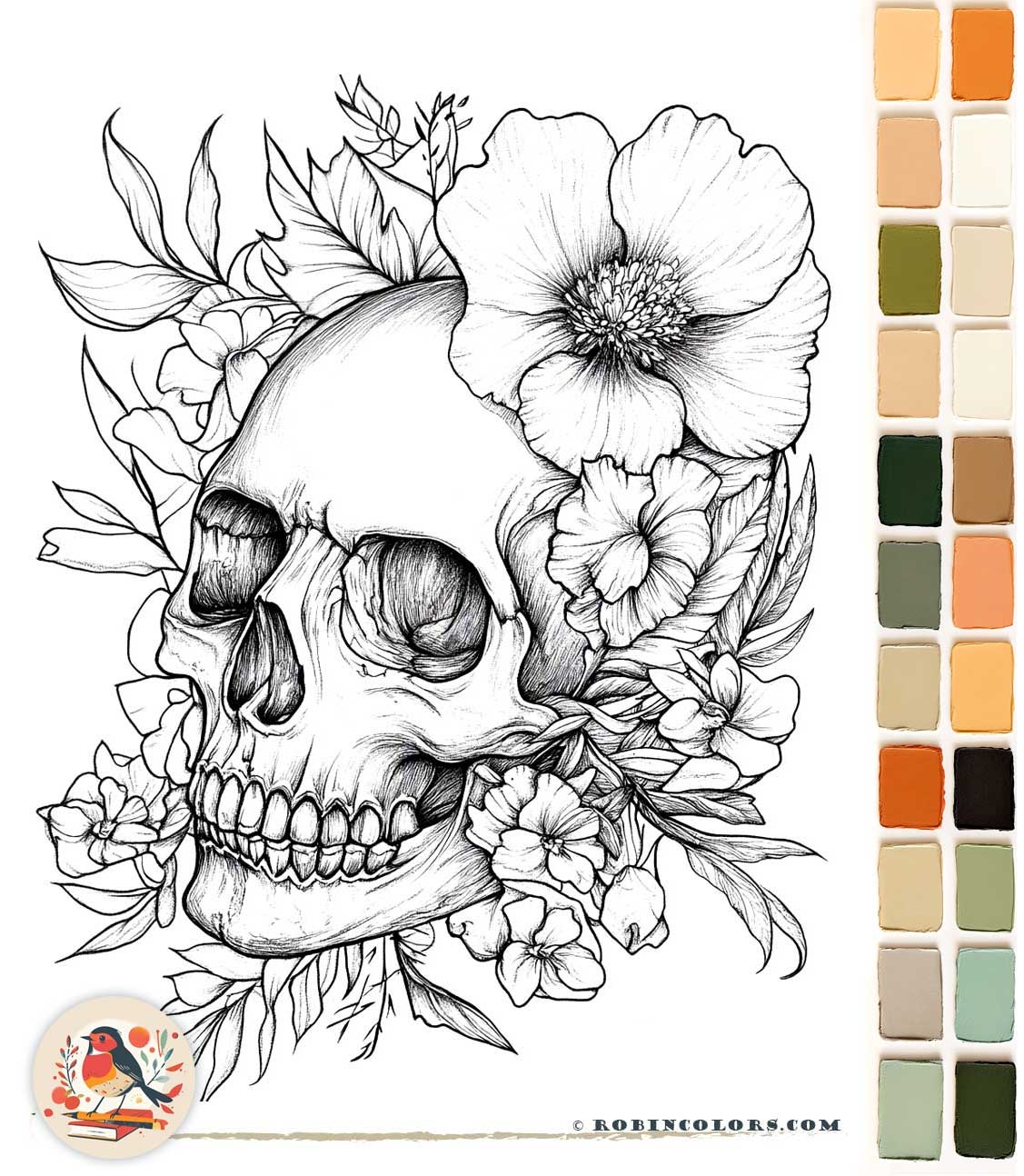 Pretty Skull Coloring Pages