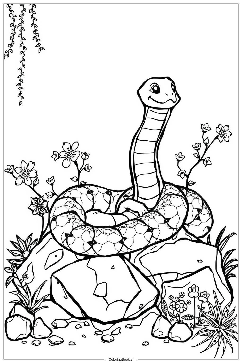 Snake Garden Rock 2 Coloring Page Free PDF PNG Printable 