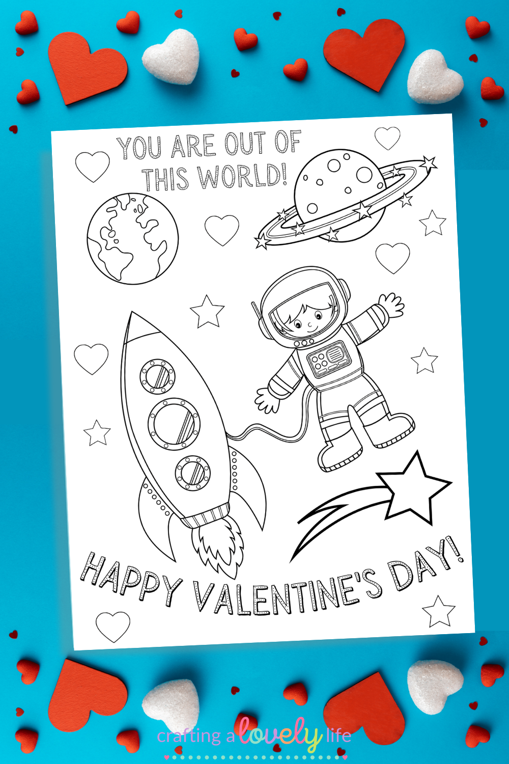 Space Valentine s Day Coloring Page