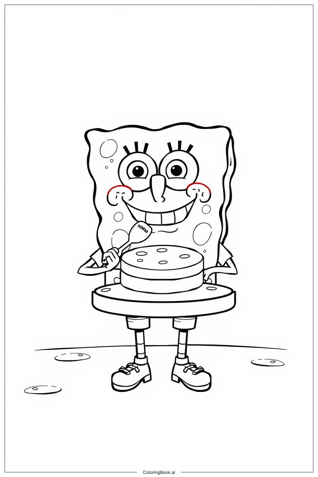 Spongebob Cooking Krabby Patties Coloring Page Free PDF PNG Printable 