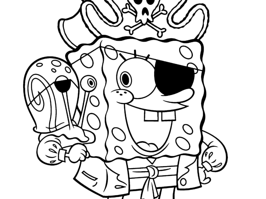 SpongeBob SpongeBob Dressed As A Pirate With Gary The Snail On His Arm