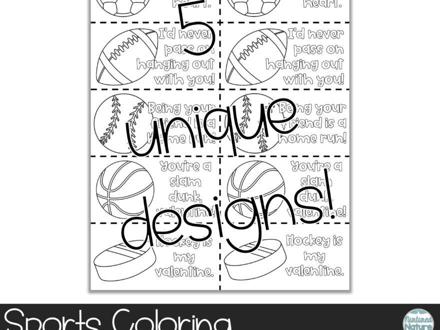 Sports Coloring Valentine s Day Cards For Students Made By Teachers