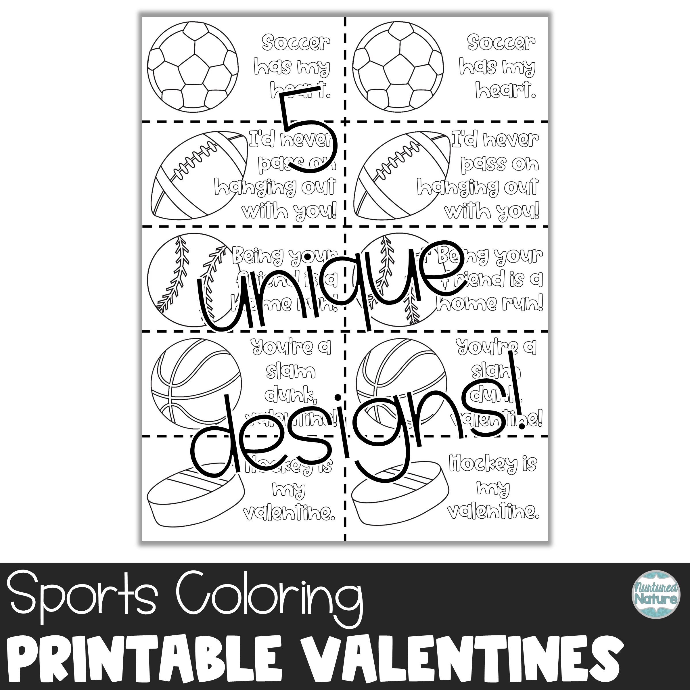Sports Coloring Valentine s Day Cards For Students Made By Teachers