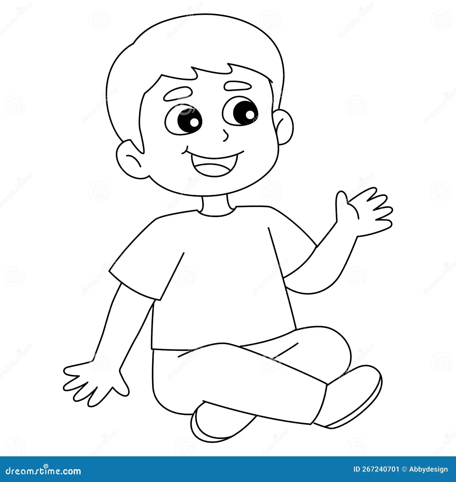 Spring Boy Sitting Isolated Coloring Page For Kids Stock Vector Illustration Of Coloring Graphic 267240701