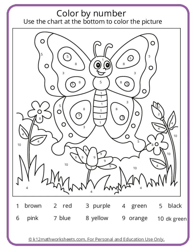 Spring Color By Number Pages K12 Math Worksheets