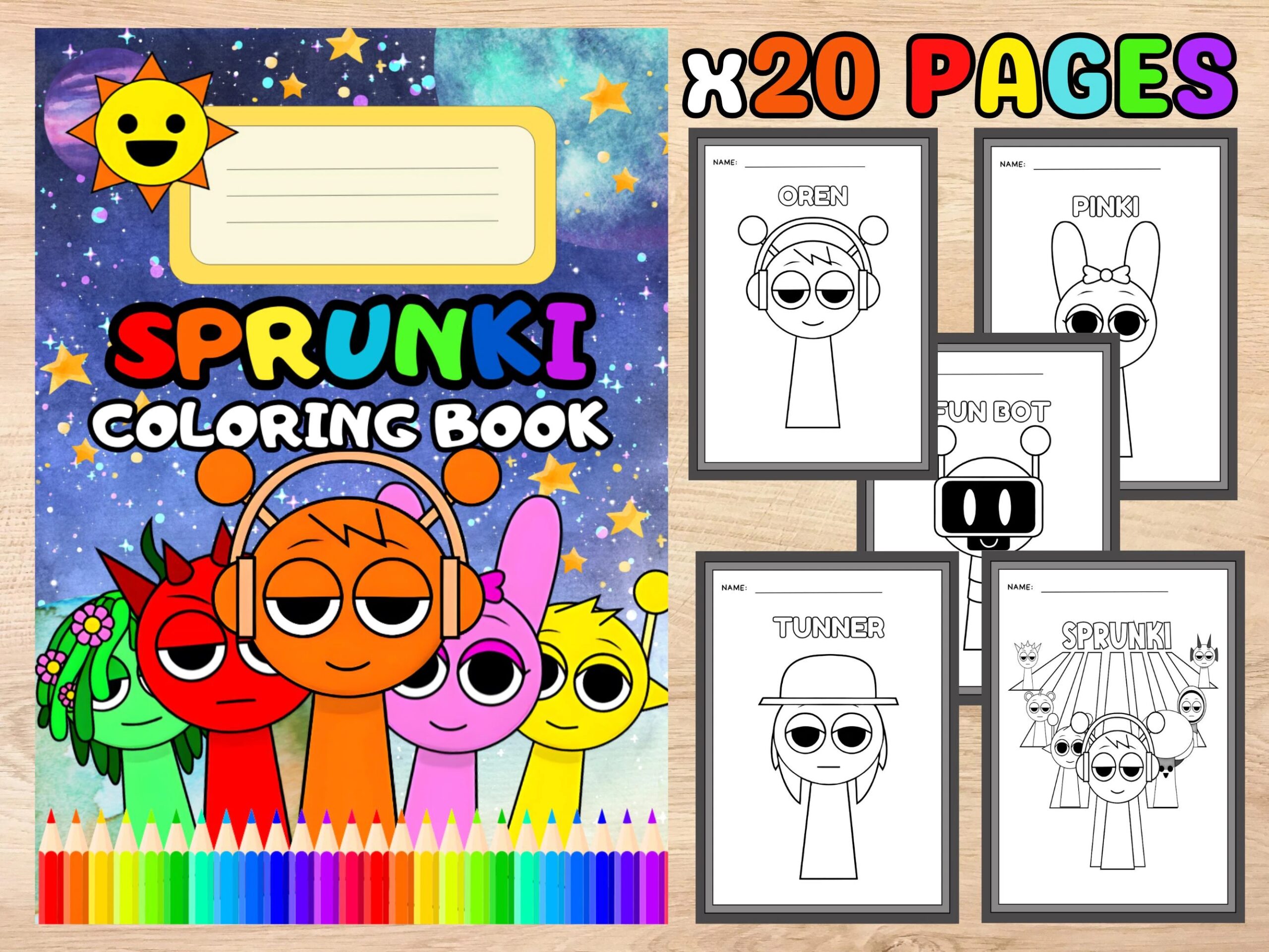 Sprunki Coloring Book Characters Sprunki Coloring Book Kids Printable Coloring Pages Incredibox Digital Kids Activity Instant Download Etsy