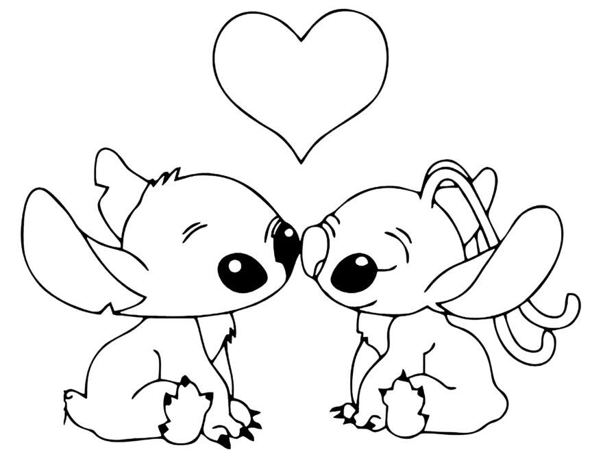 Sticjh And Angel And A Big Heart Lilo And Stitch Coloring Pages