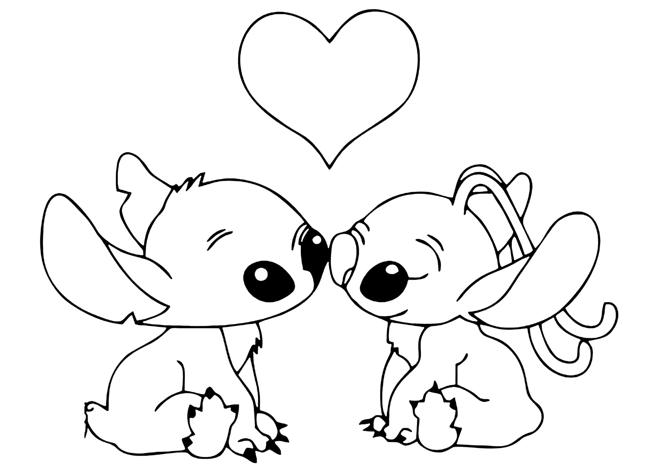 Sticjh And Angel And A Big Heart Lilo And Stitch Coloring Pages