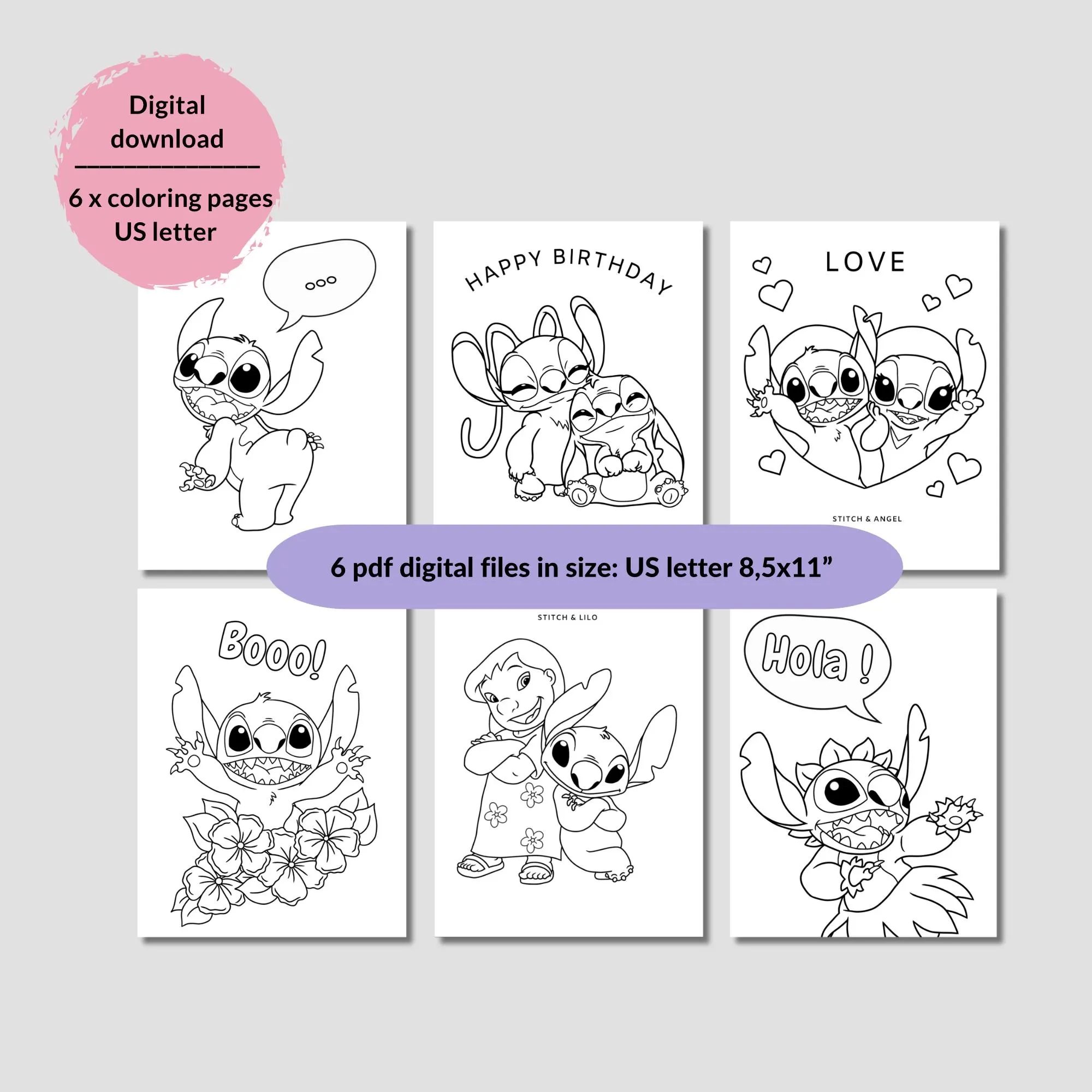 Stitch Coloring Books Printable Coloring Books With Stitch Lilo And Stitch Coloring Pages Stitch And Angel Coloring Multiple Cards Etsy