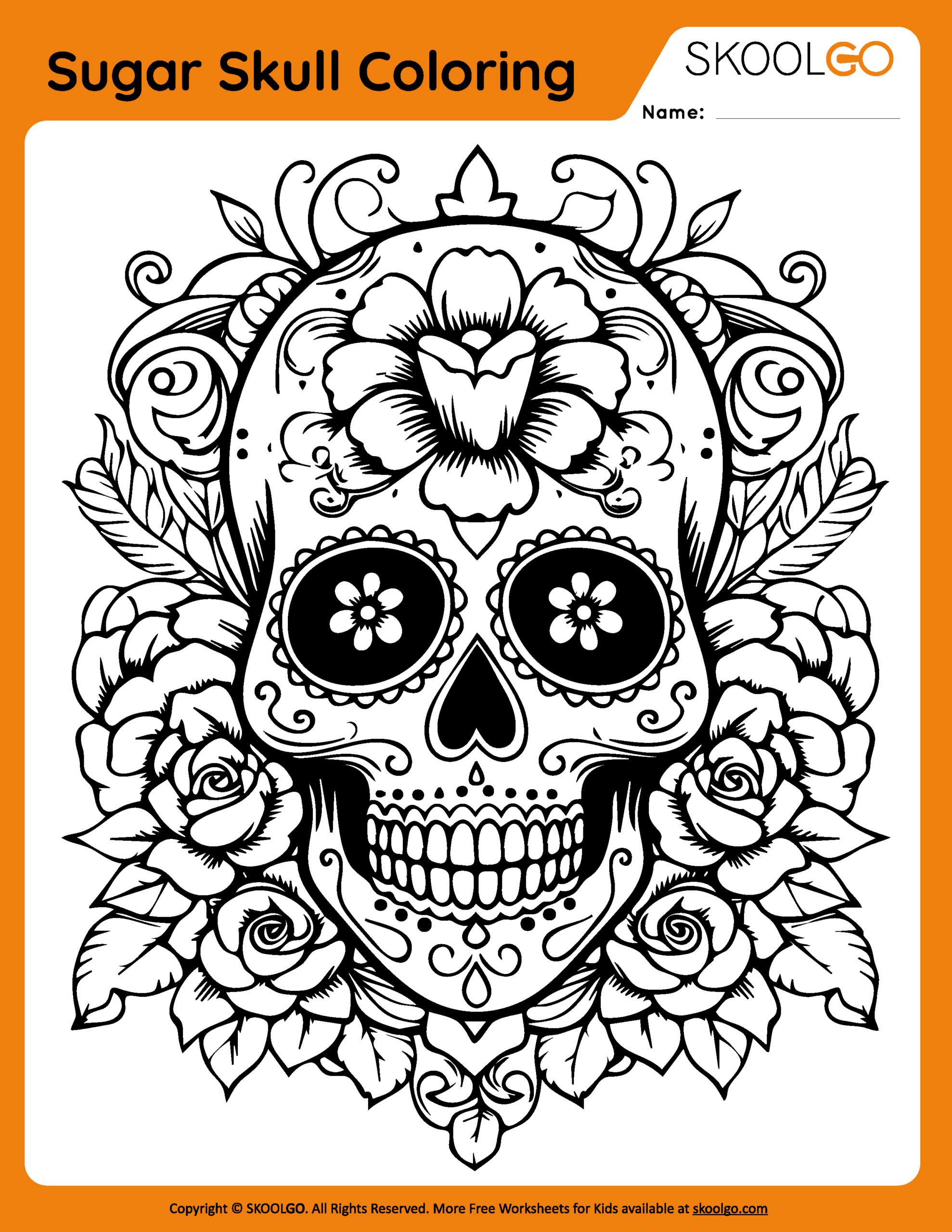 Sugar Skull Coloring SKOOLGO Sugar Skull Coloring SKOOLGO