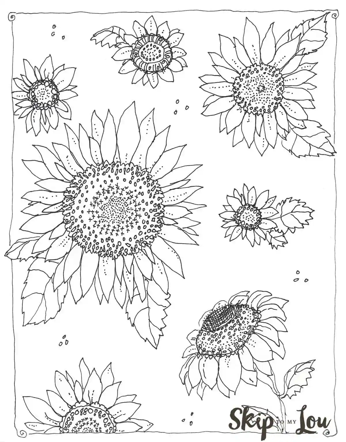Sunflower Flower Coloring Pages Printable