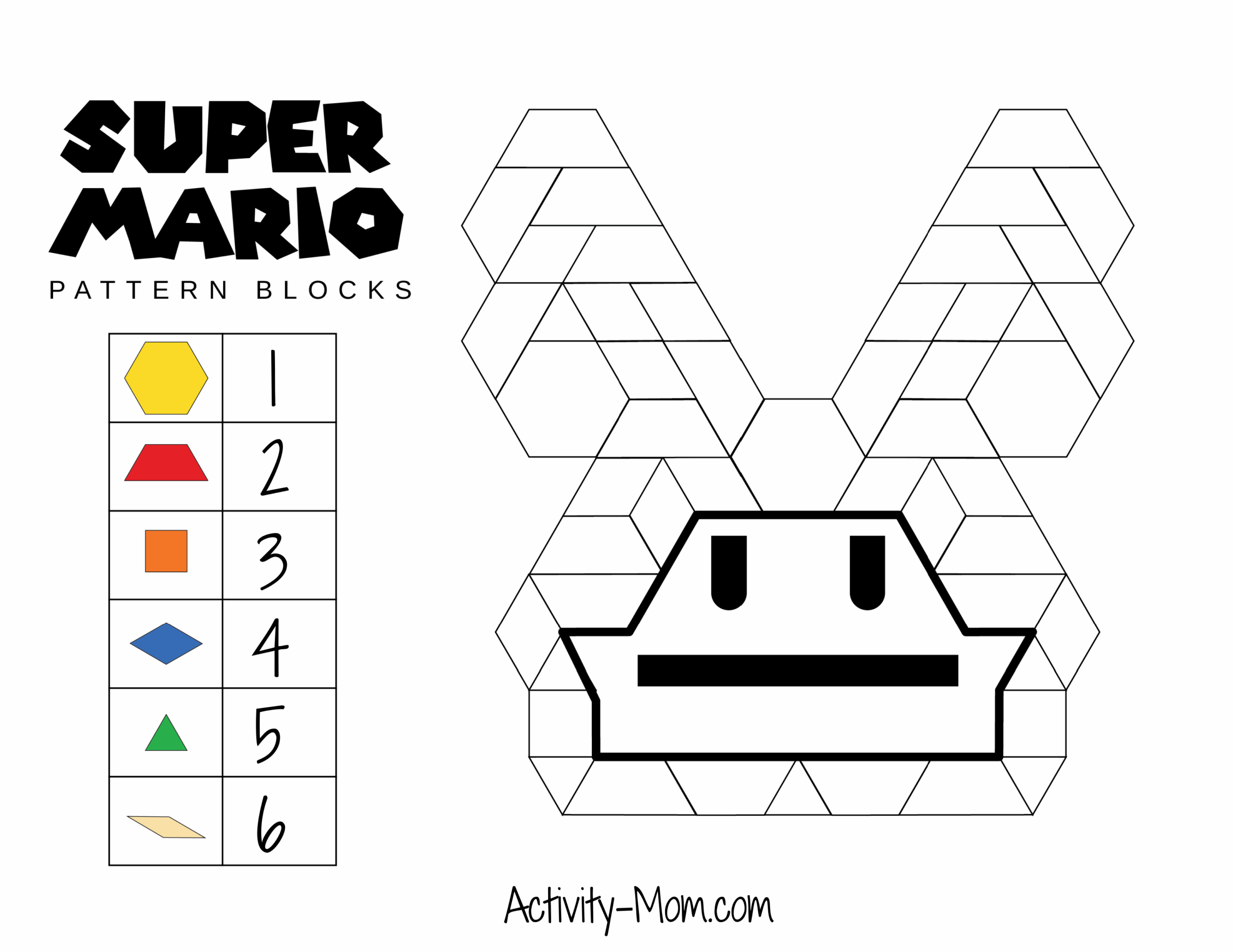 Super Mario Pattern Block Mats free The Activity Mom
