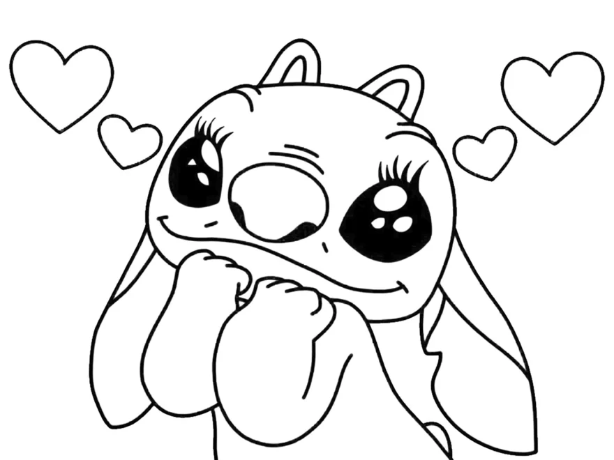 Sweet Little Angel And Coloring Hearts Lilo And Stitch Coloring Pages