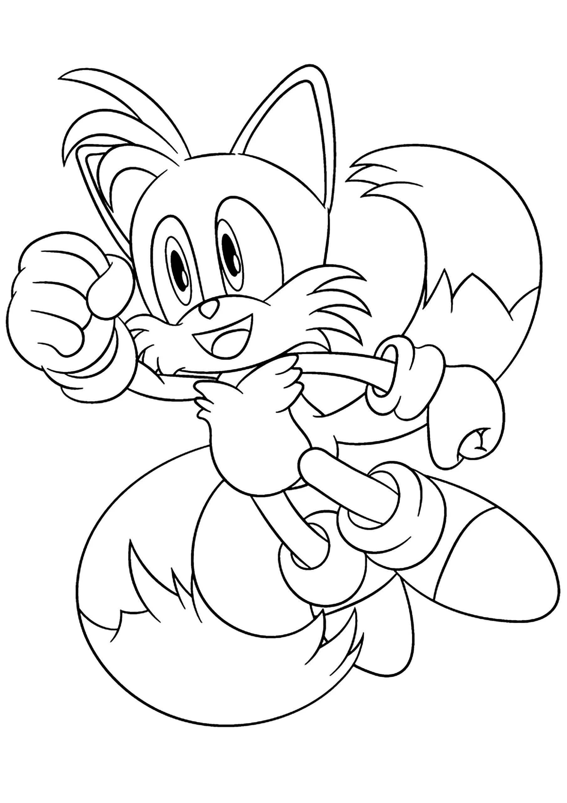 Tails The Fox In Full Jump Sonic Coloring Pages
