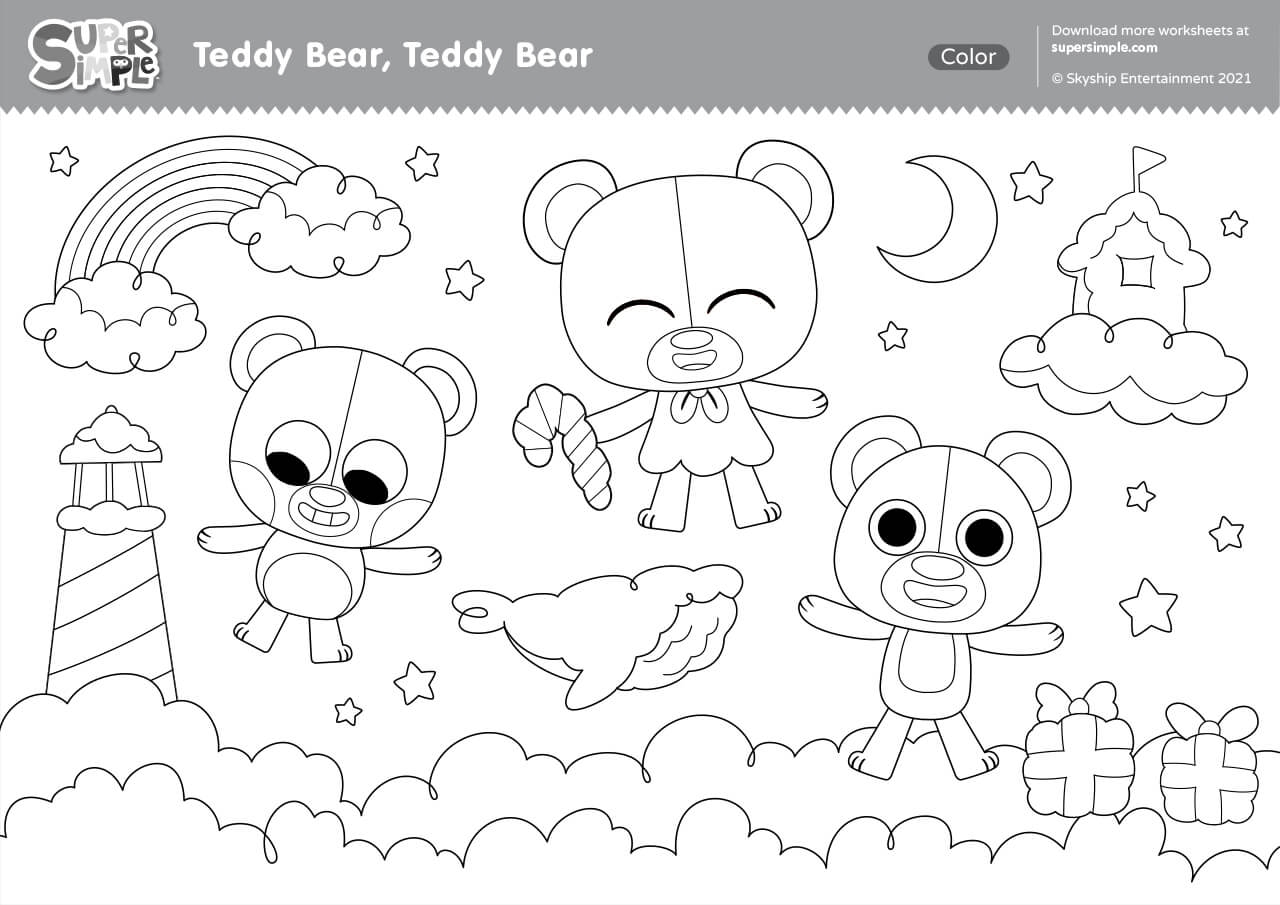 Teddy Bear Teddy Bear Coloring Page Super Simple