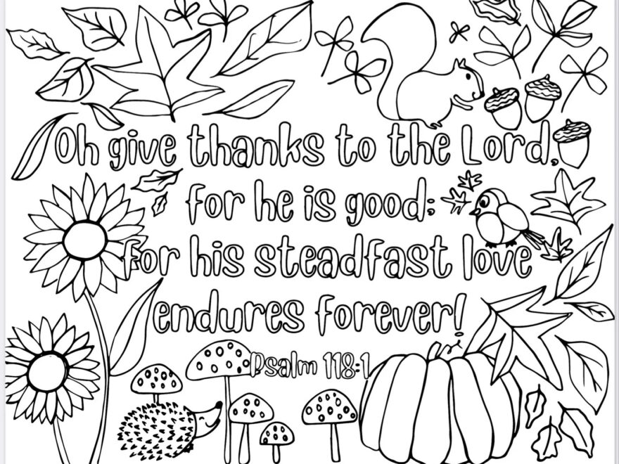 Thanksgiving Coloring Page oh Give Thanks To The Lord Printable Coloring Page Printable Activity Page Digital Print Thankful Page Etsy