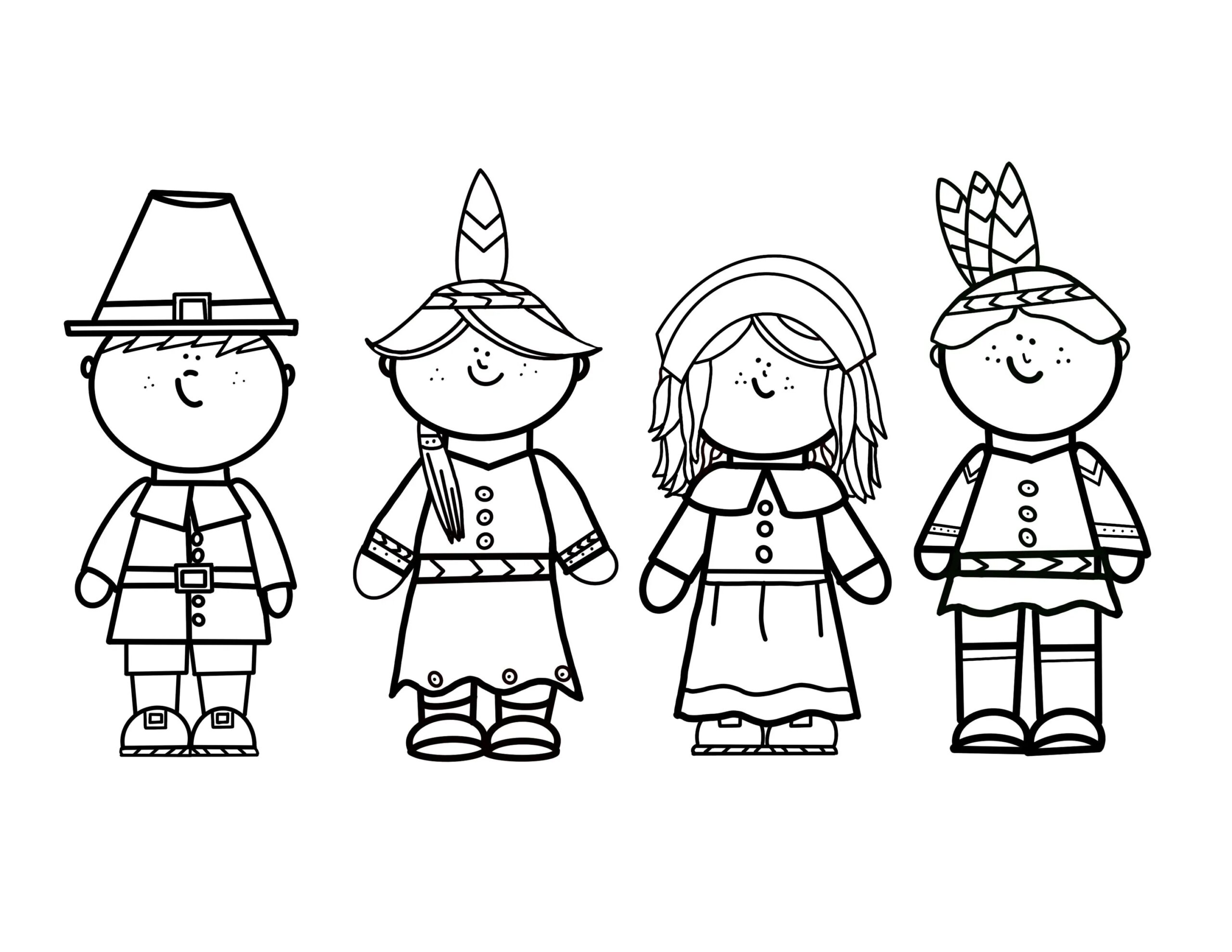 Pilgrims And Indians Coloring Pages