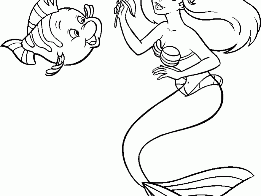 The Little Mermaid Disney Ariel With Polochon The Little Mermaid Coloring Pages For Kids