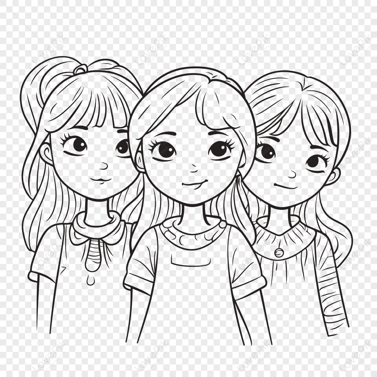 Three Girls Coloring Pages