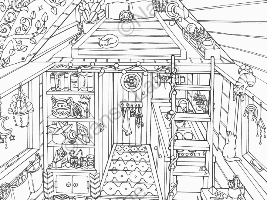 Tiny House Printable Colouring Page Adult Colouring Page Instant Download Etsy
