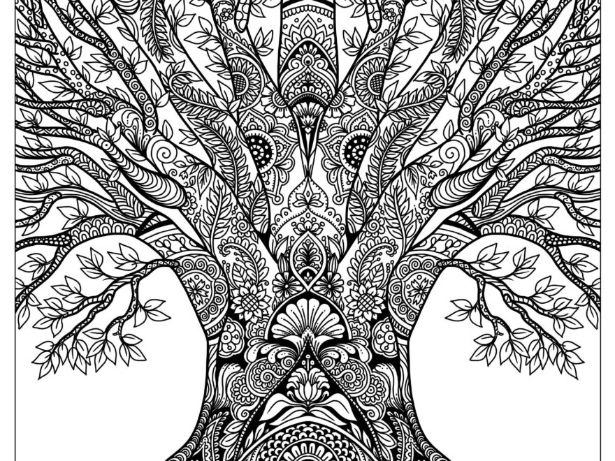 Tree Of Life Doodle Art Free Adult Coloring Page Karyn Lewis Illustration