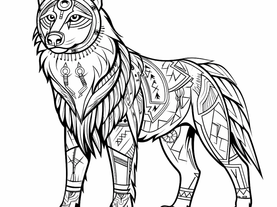 Tribal Inspired Design Wolf Coloring Pages Free Printable