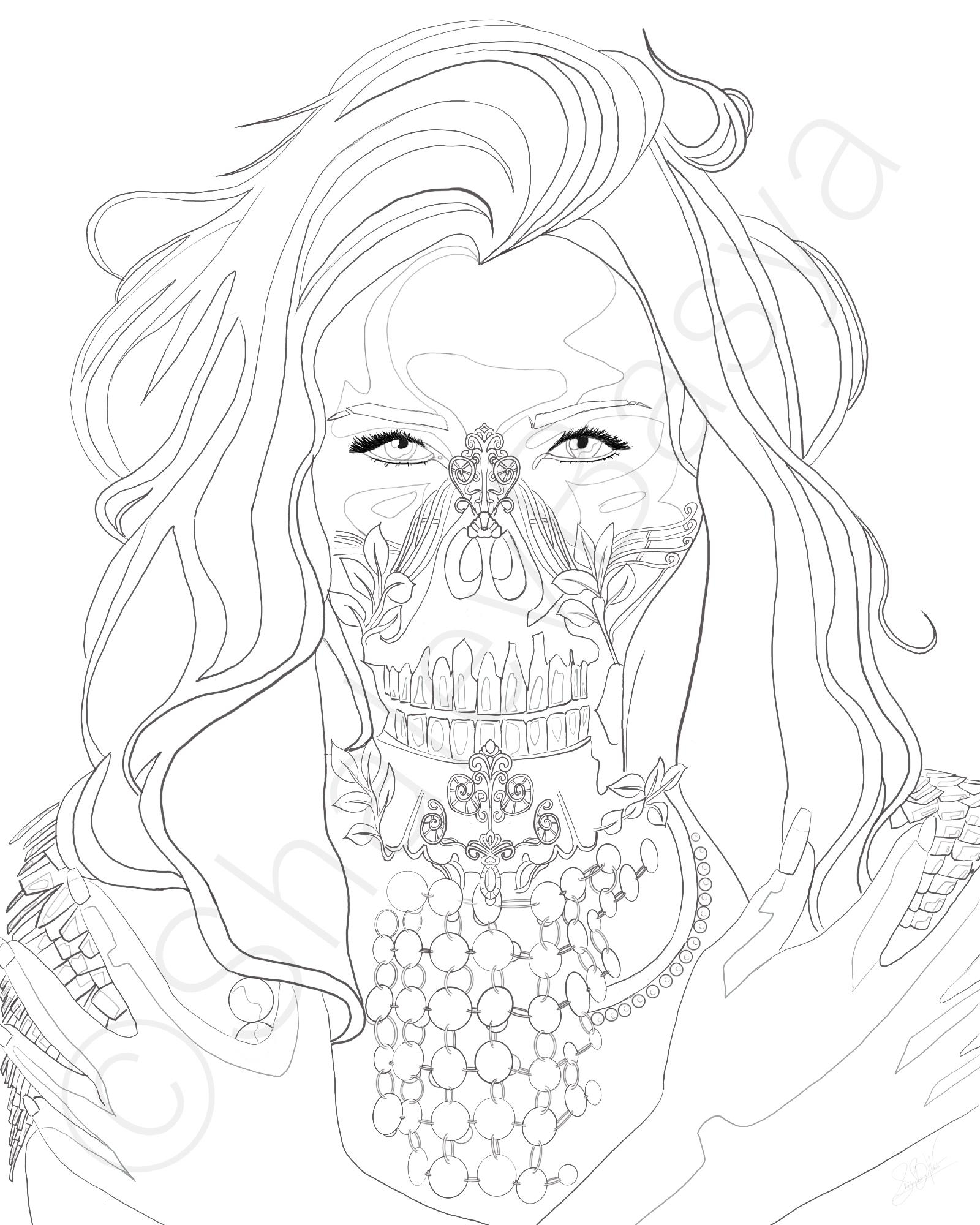 Tribal Woman Coloring Sheet Shalev Basya Fine Art Online Store Powered By Storenvy