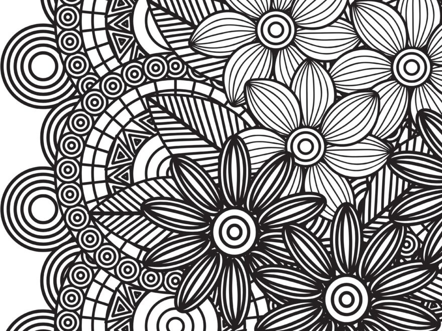 Trippy Flowers Coloring Page Adults Kids Anxiety Etsy