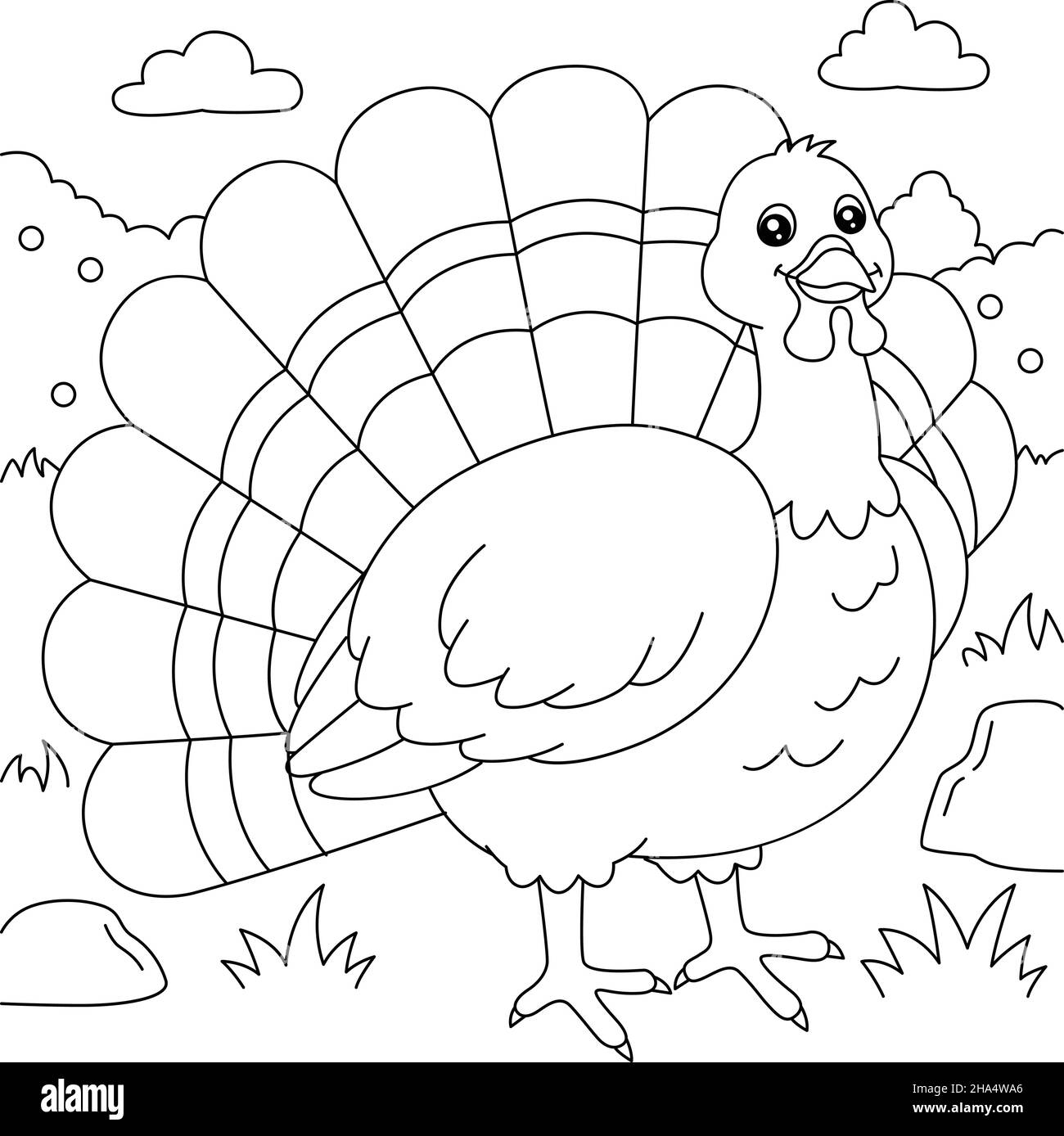 Turkey Coloring Page For Kids Stock Vector Image Art Alamy