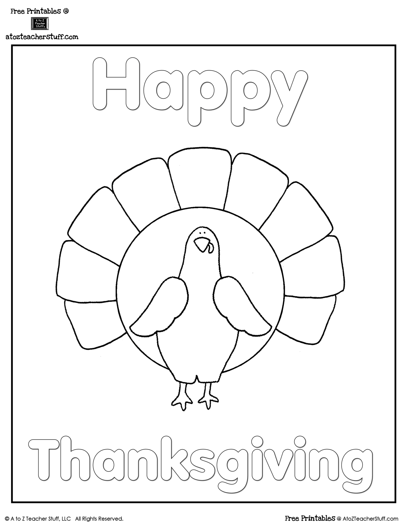 Turkey Coloring Sheet A To Z Teacher Stuff Printable Pages And Worksheets