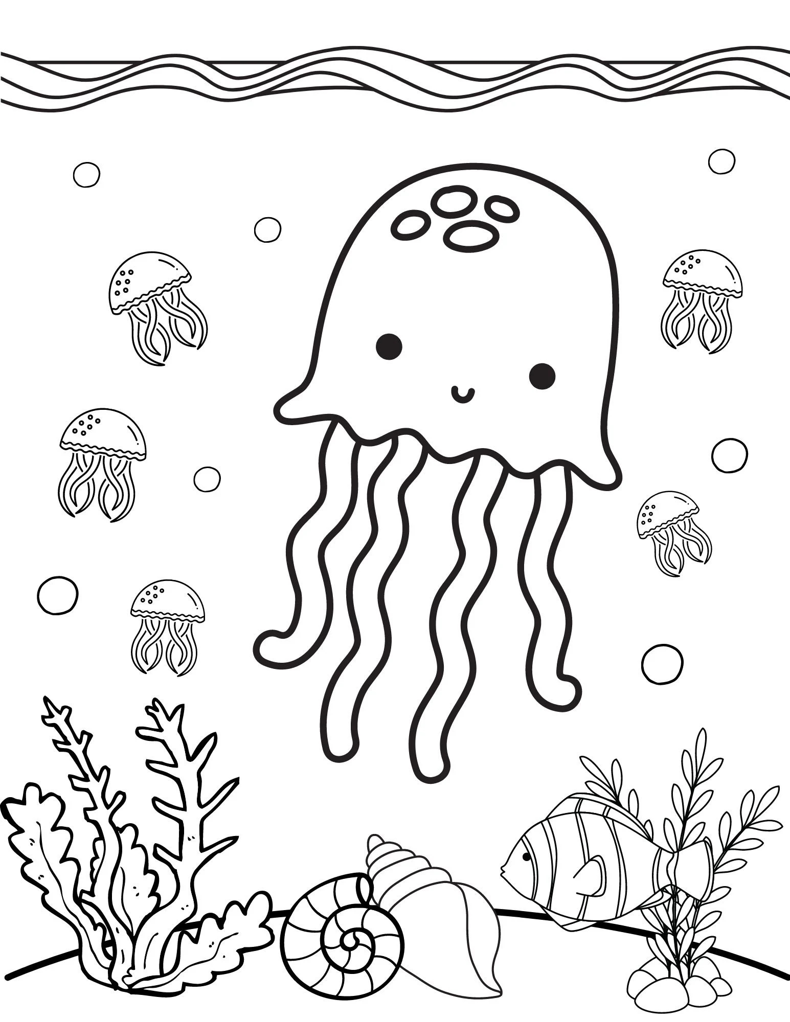 Under The Sea Coloring Pages Sea Life Coloring Ocean Coloring Pages Under Water Coloring Ocean Life Coloring Sea Creature Coloring Page Etsy