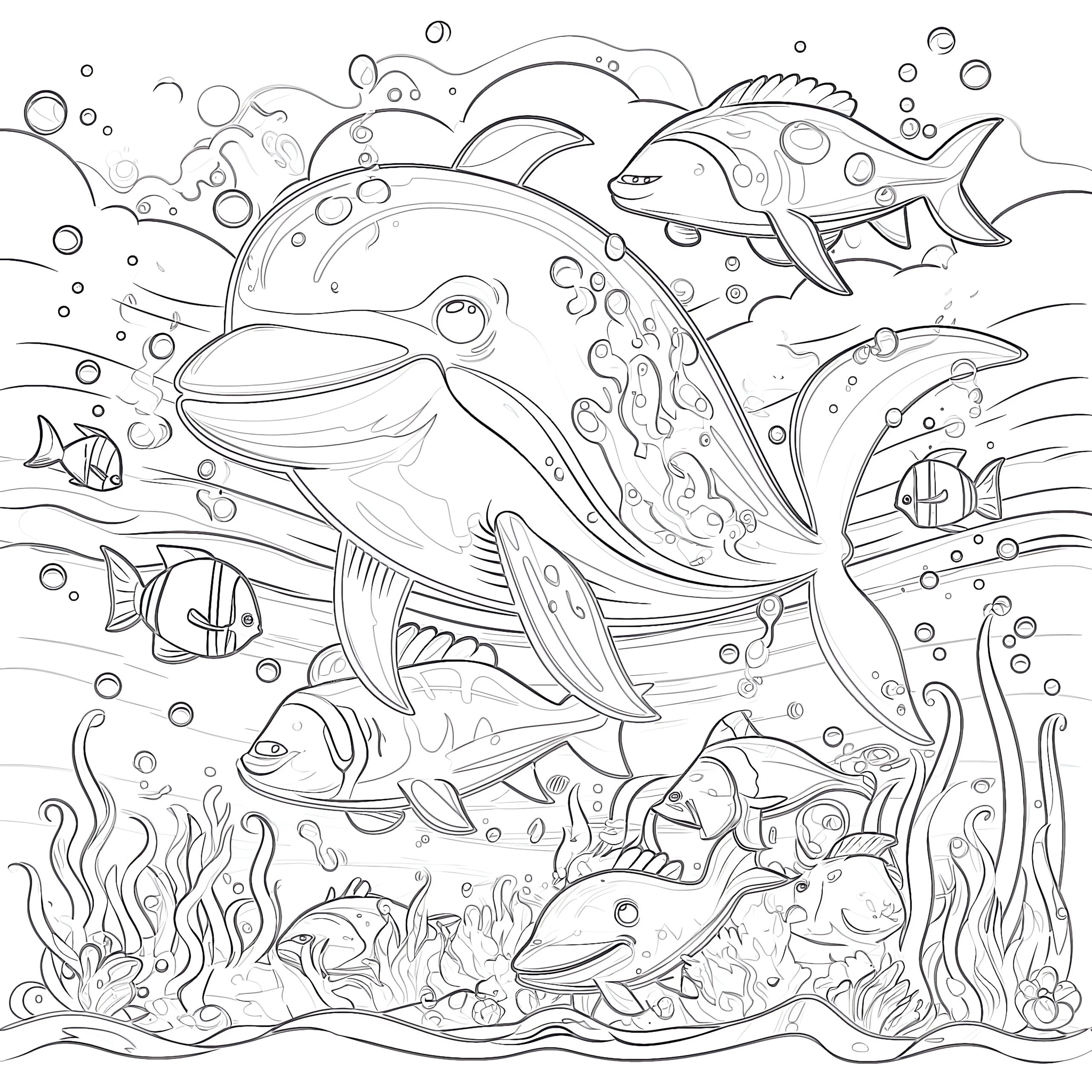 Underwater Animals And Rainbow Coloring Page Coloring Pages Mimi Panda