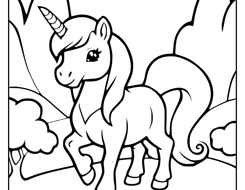 Unicorn Coloring Page Sketch Repo