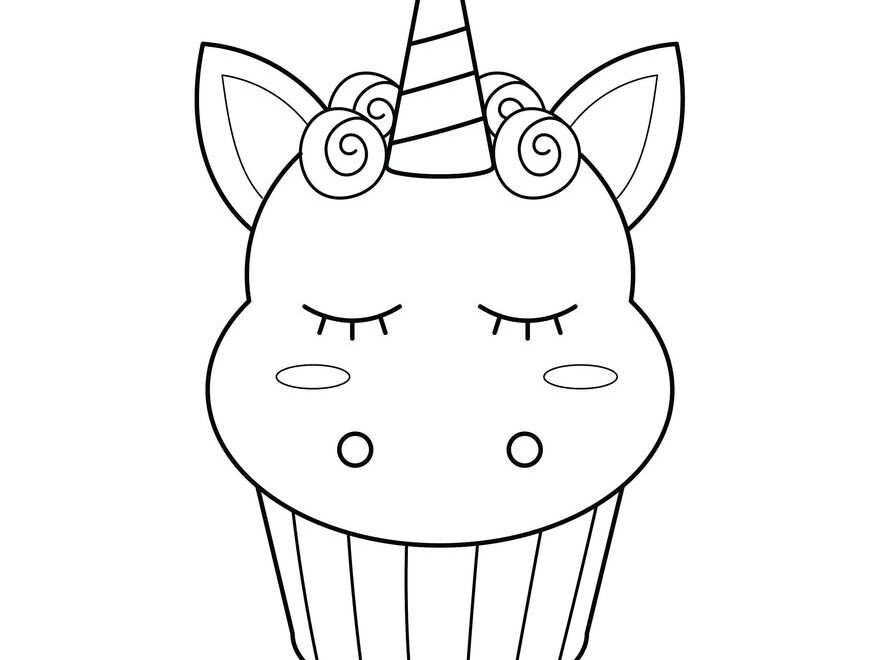 Unicorn Cupcake Coloring Page In Illustrator PDF SVG JPG EPS PNG Download Template