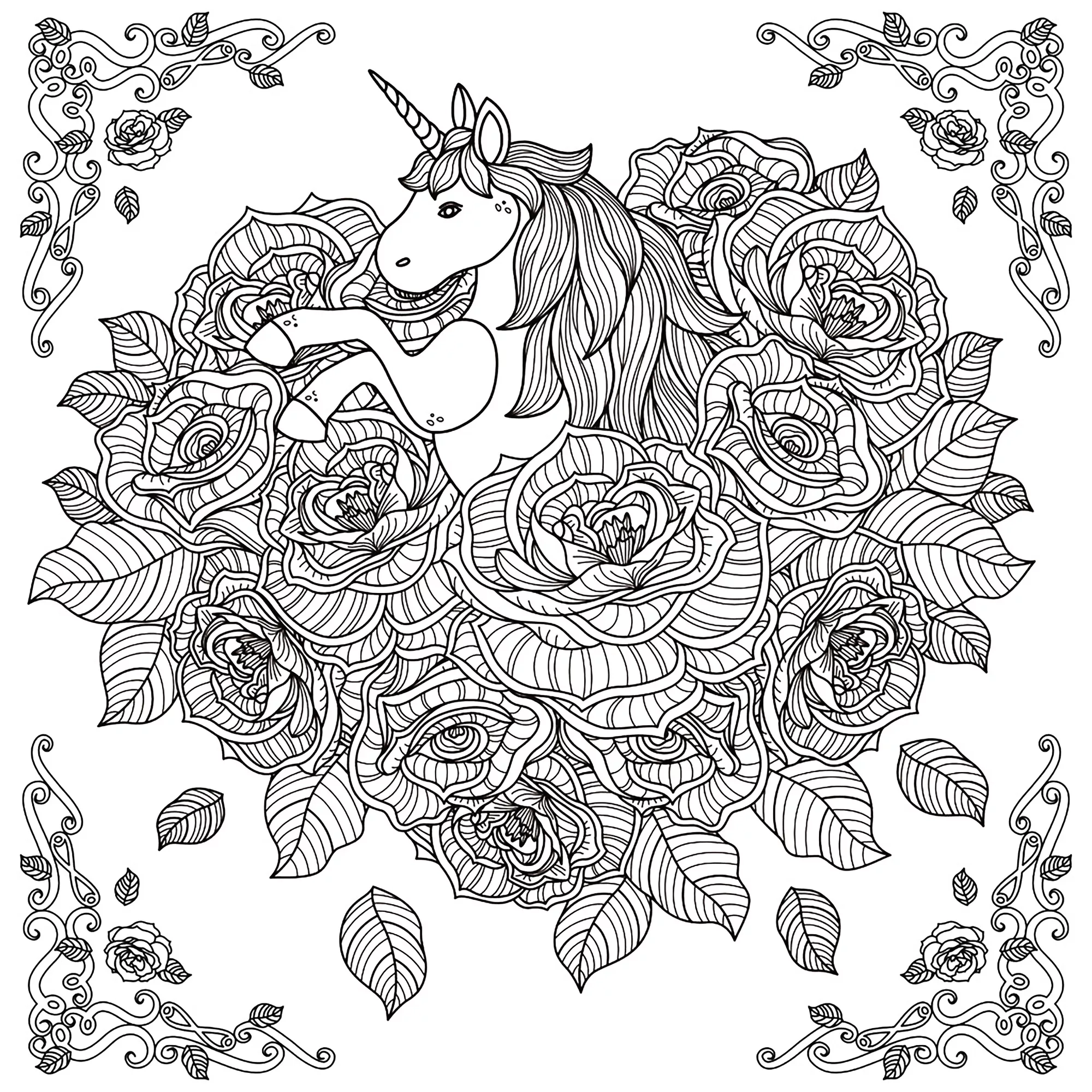 Unicorn Mandala By Kchung Unicorn Coloring Pages For Adults